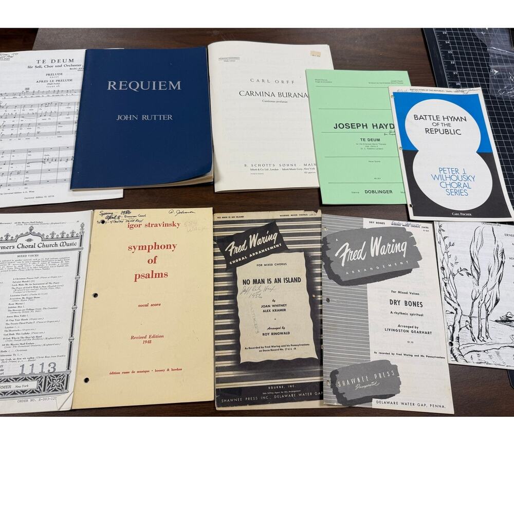 Vintage Choral Sheet Music Requiem Te Deum Psalms Haydn Orff Sacred Choir Lot 10